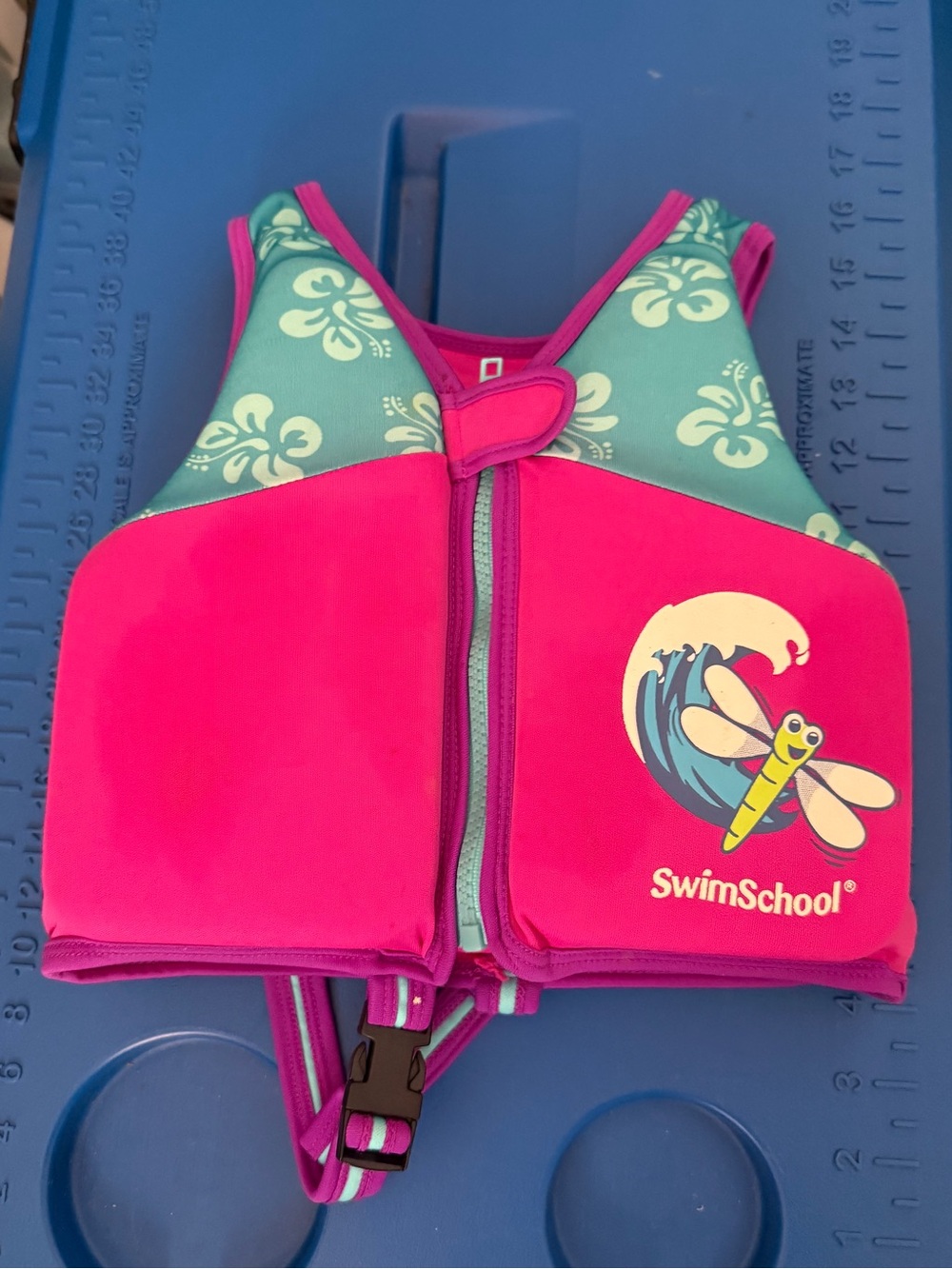 SwimSchool Kids' Pink and Teal Swim Vest with Front Zipper